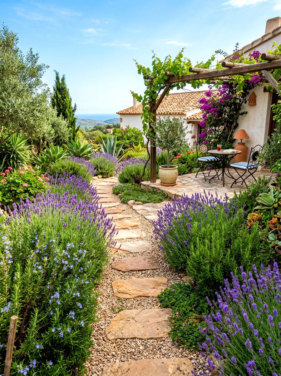 Garden Path To Seating Area - 30 wine country patio ideas