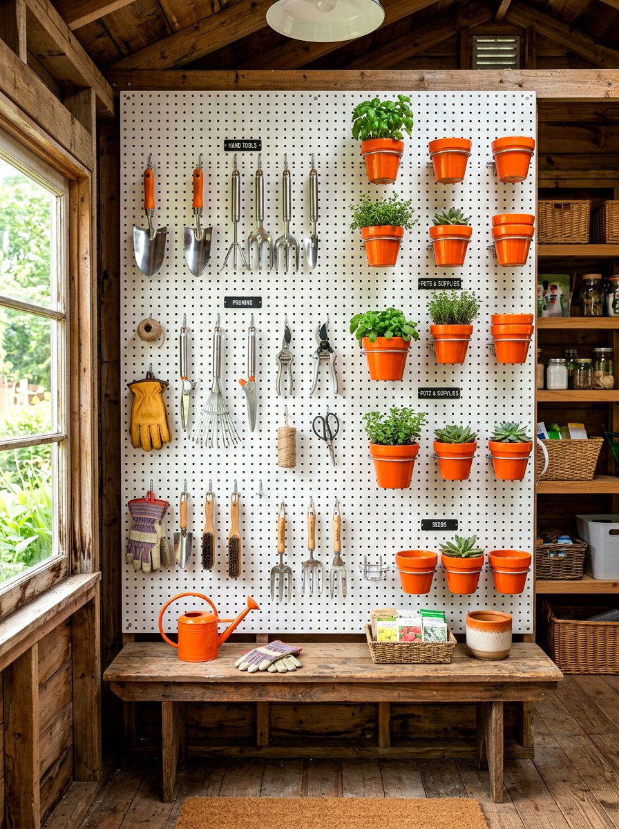 Garden Pegboard Wall - 30 budget vertical garden ideas