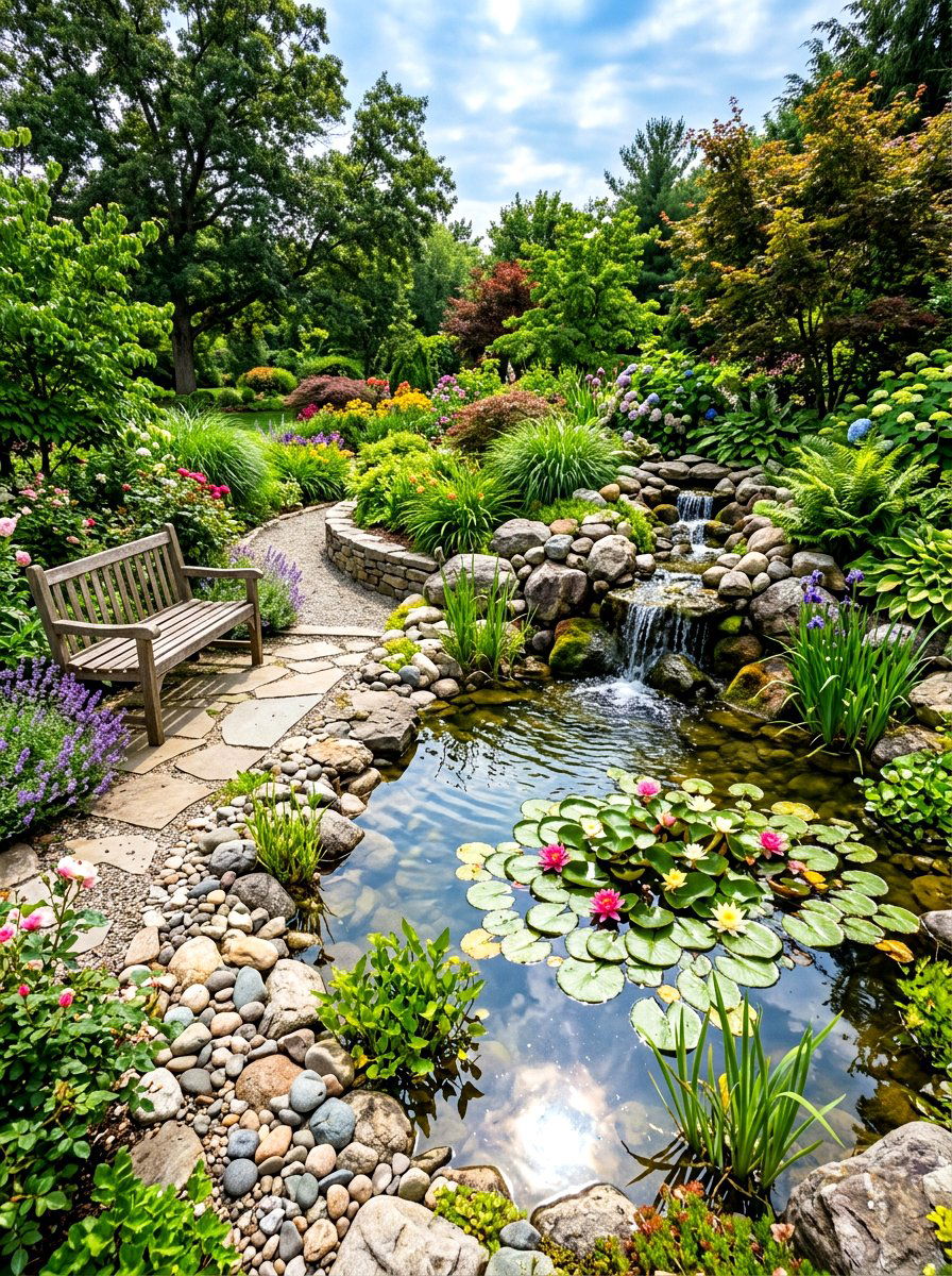 Garden Pond Area - 30 meditation backyard corner ideas