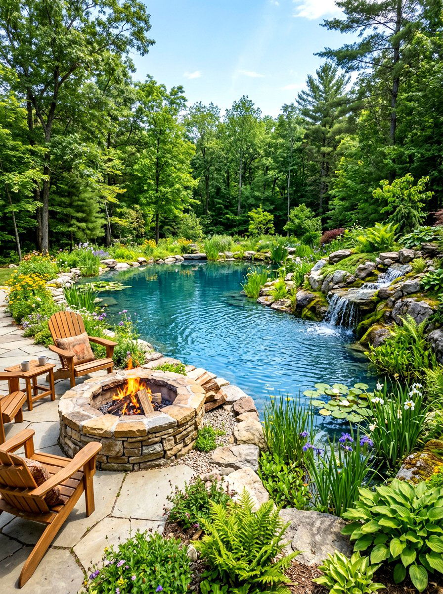 Garden Pond Fire Pit - 30 fire pit corner ideas