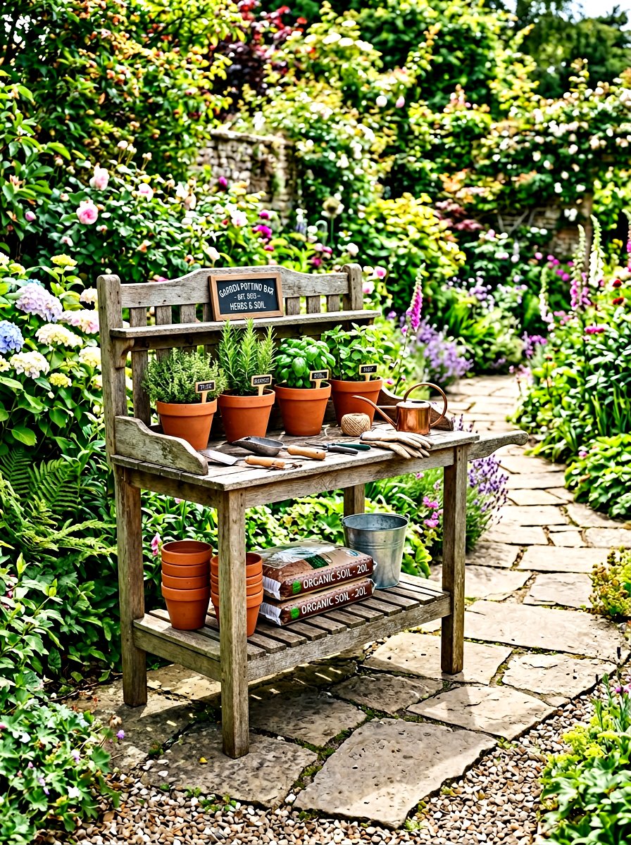 Garden Potting Bar Cart - 30 outdoor bar cart ideas