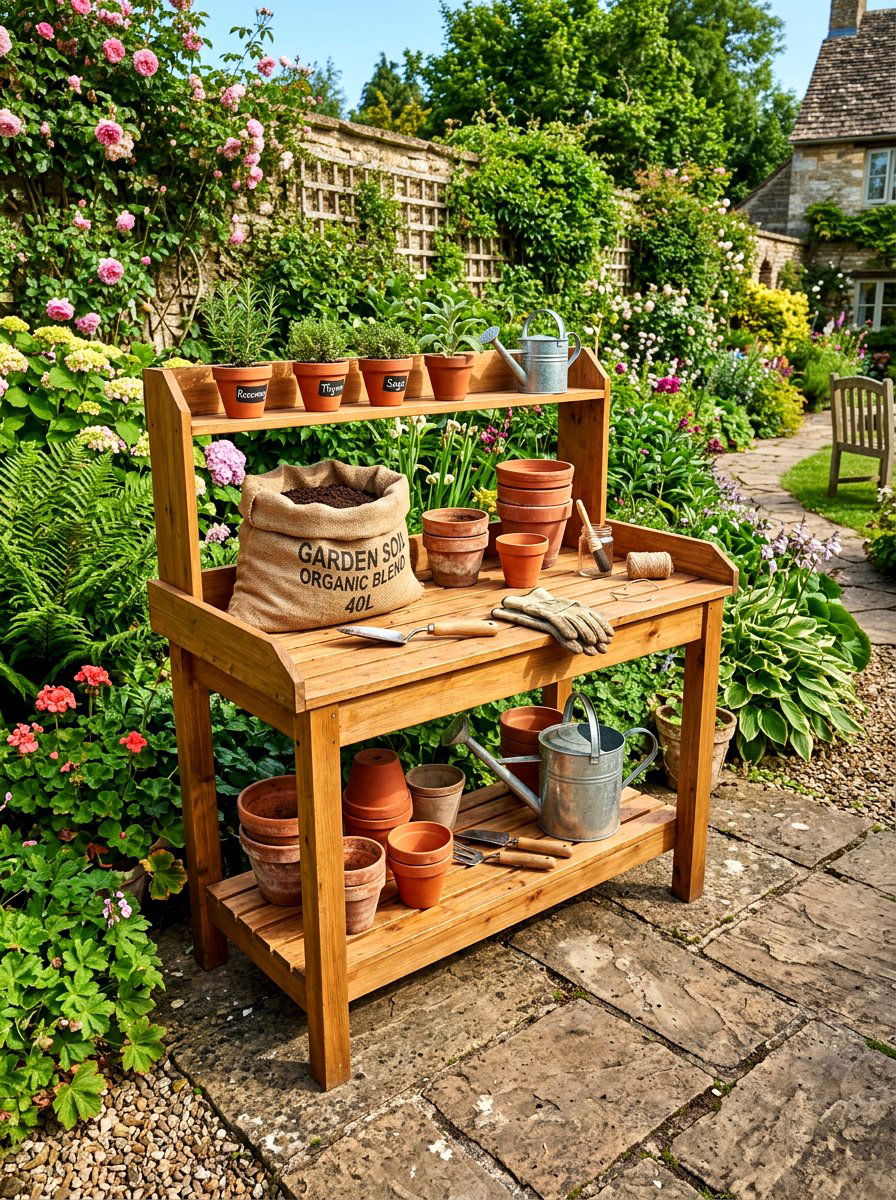 Garden Potting Bench - 30 garden tool organizer ideas