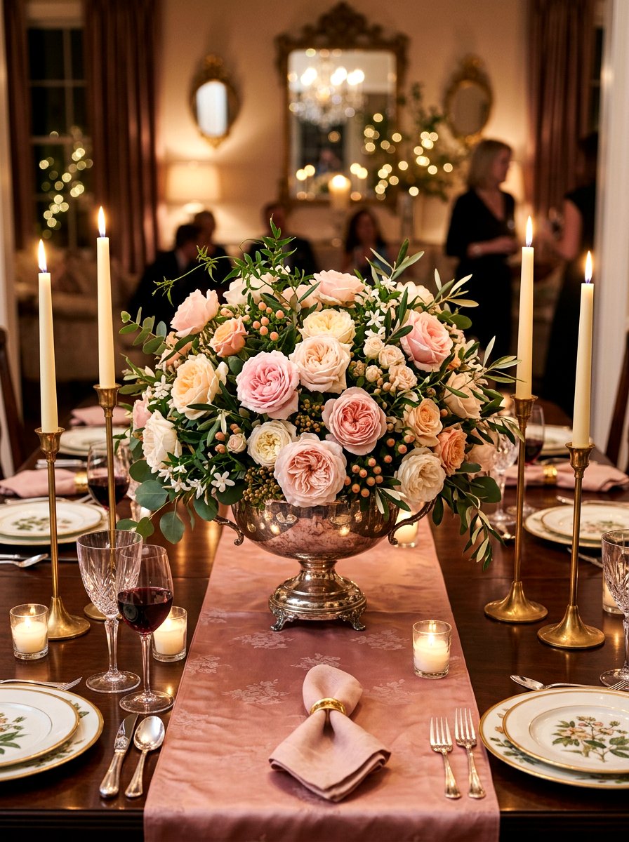 Garden Rose Centerpiece - 30 floral centerpiece ideas
