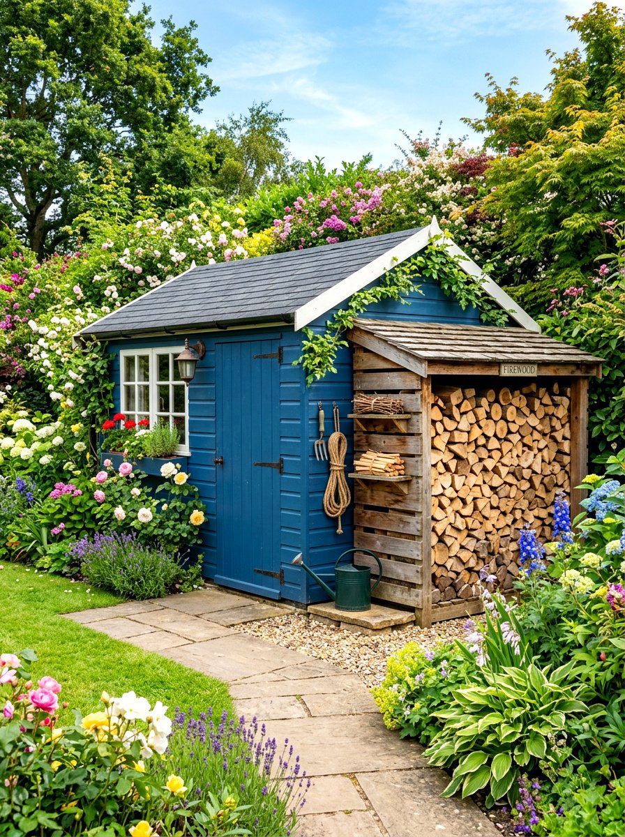 Garden Shed Firewood Attachment - 30 wood storage shed ideas