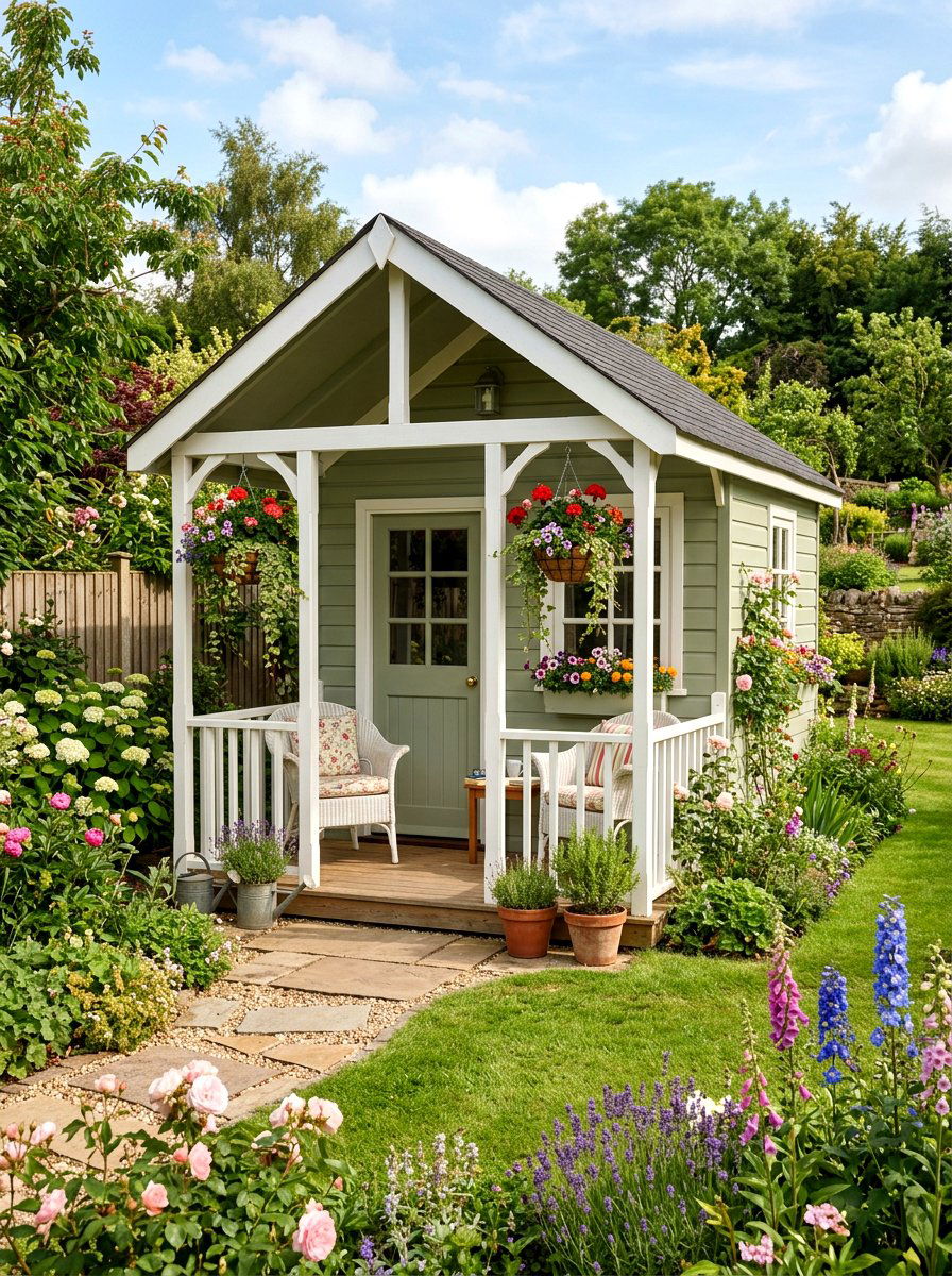 Garden Shed With Porch - 30 cottage shed ideas