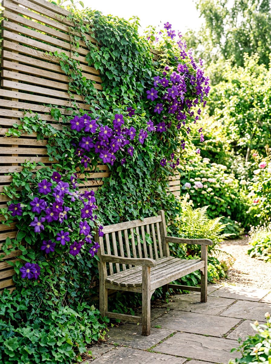 Garden Slat Wall With Vines - 30 slatted privacy wall ideas