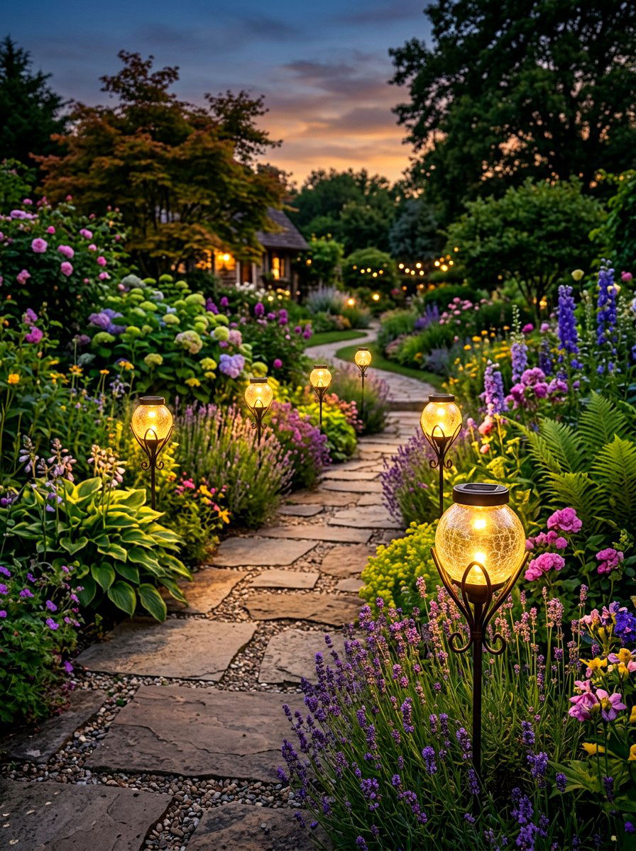 Garden Solar Lights - 30 sensory backyard garden ideas