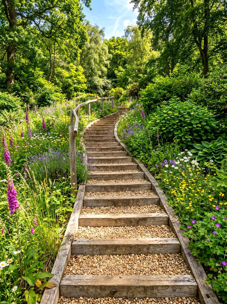 Garden Stairs - 30 pebble garden ideas