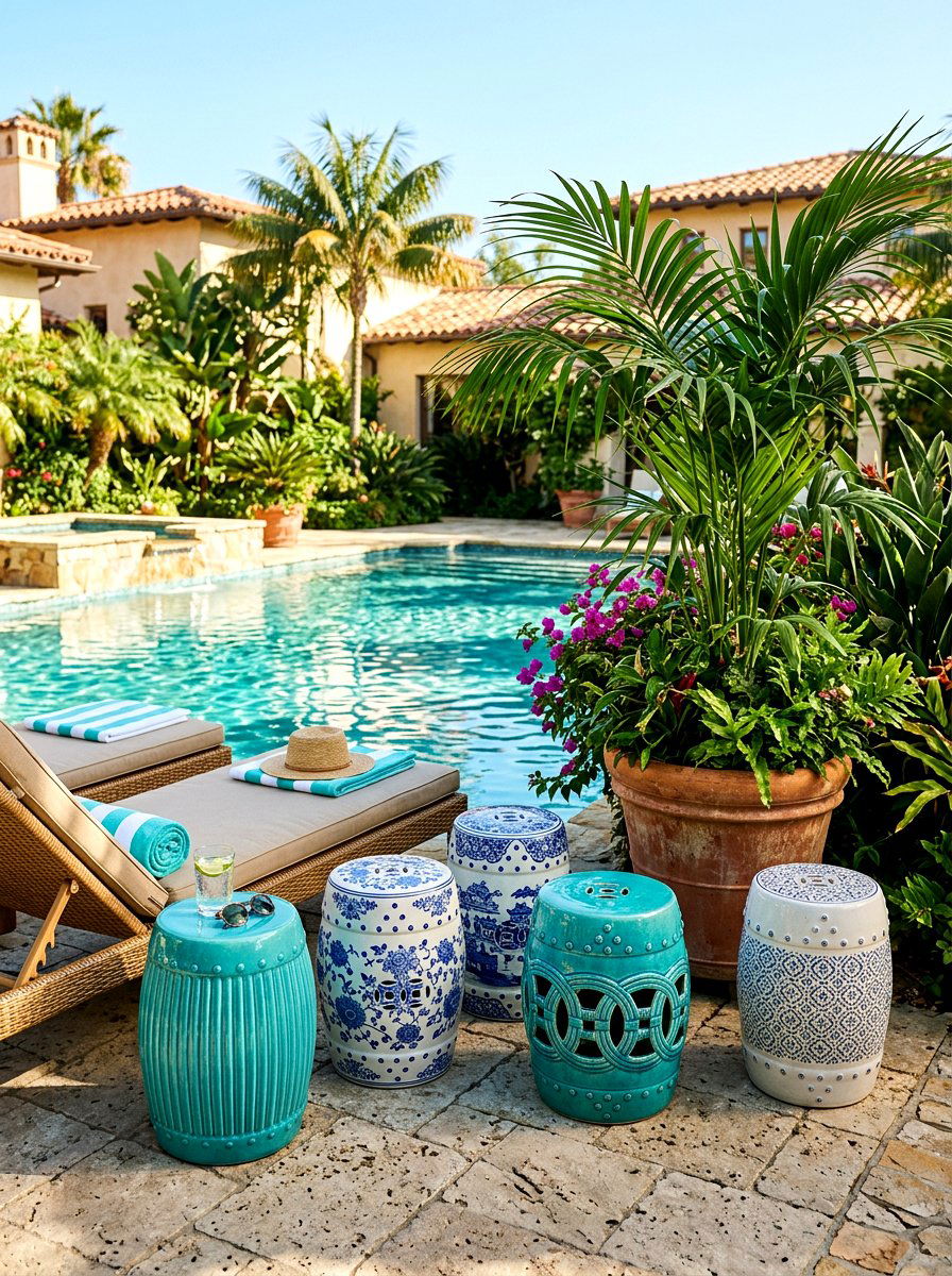 Garden Stool Accents - 30 poolside furniture ideas
