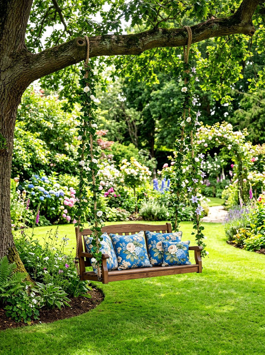 Garden Swing Setup - 30 garden tea party decor ideas