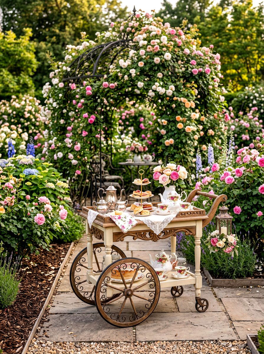 Garden Tea Cart - 30 serving cart patio ideas