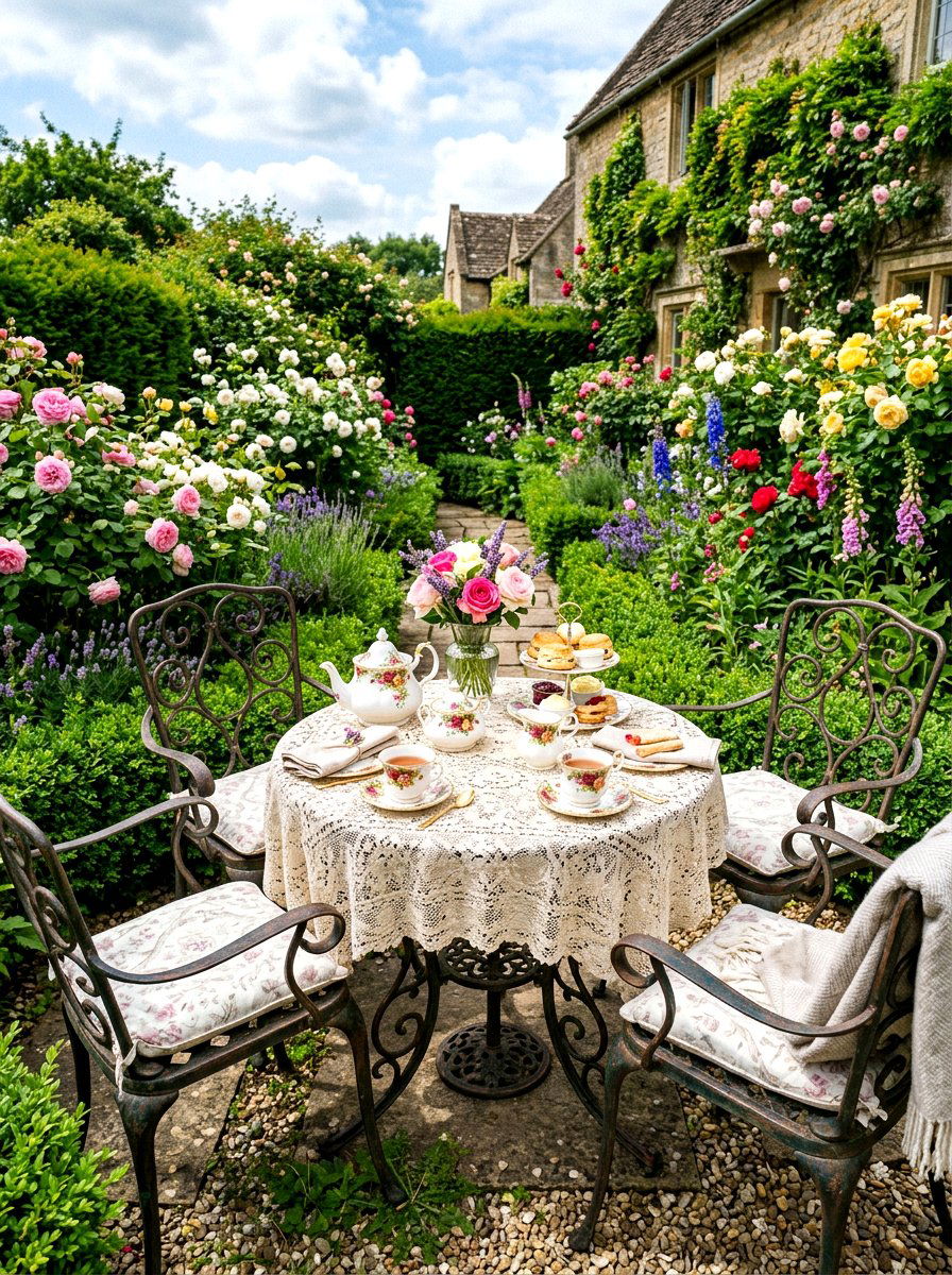 Garden Tea Table - 30 backyard hosting aesthetic ideas