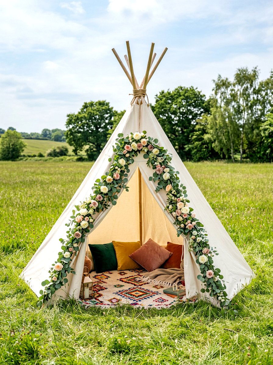 Garden Teepee Tent - 30 picnic party decor ideas