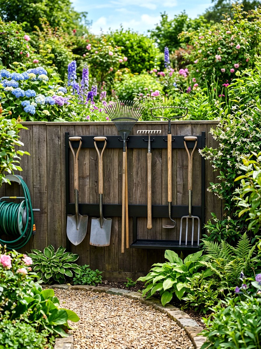 Garden Tool Rack - 30 deck storage ideas