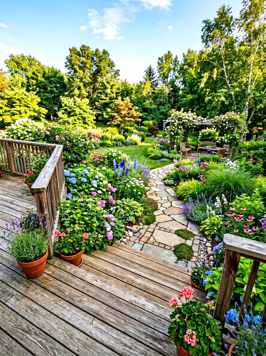 Garden Transition Level - 30 two level deck ideas