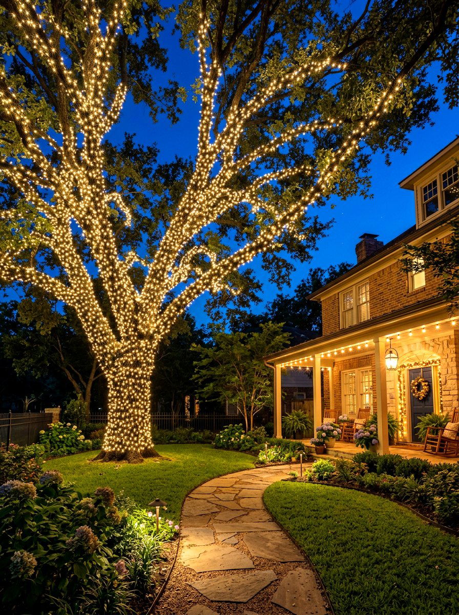 Garden Tree Light - 30 outdoor entry lighting ideas