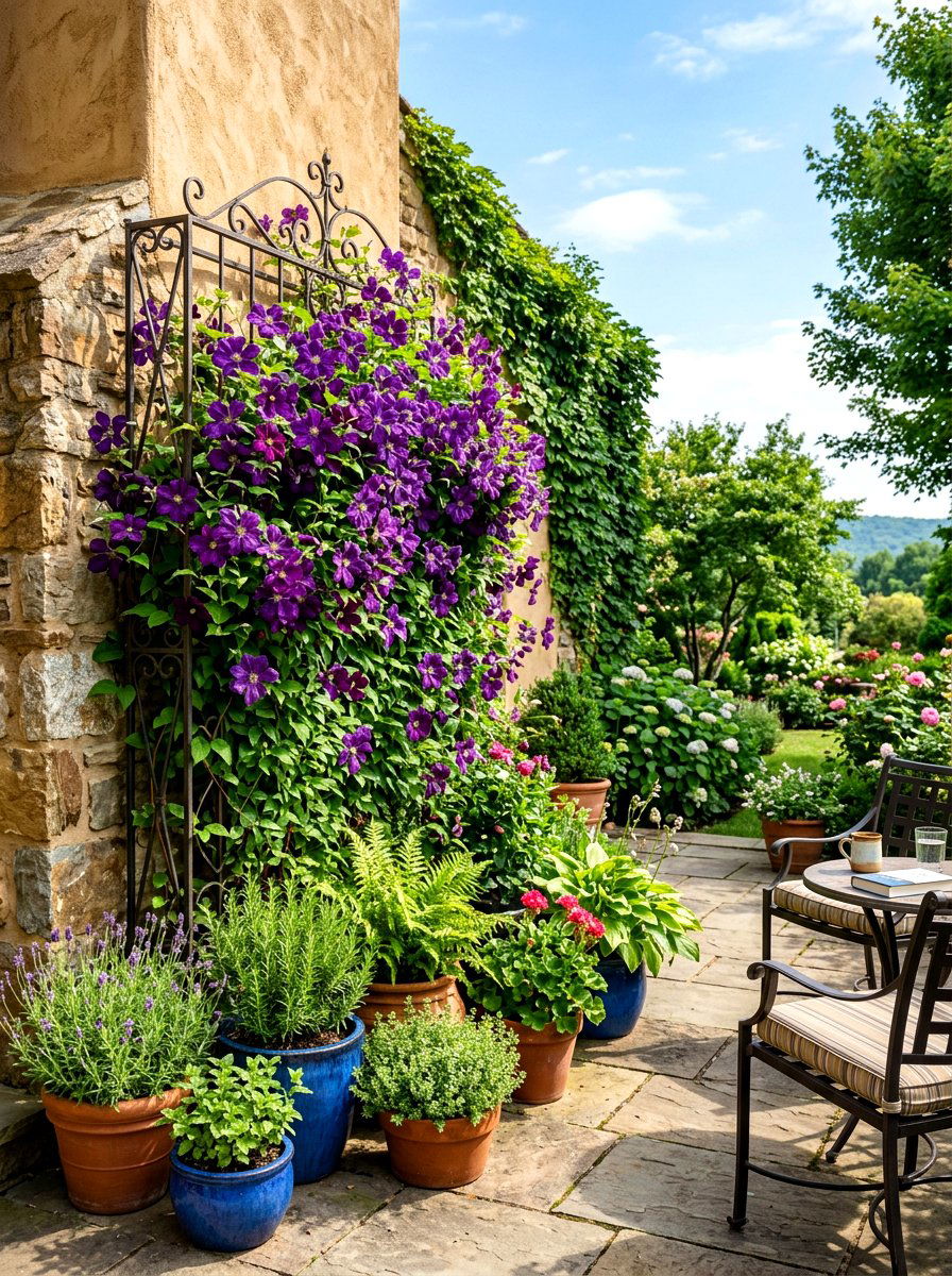 Garden Trellis Climber - 30 small terrace garden ideas