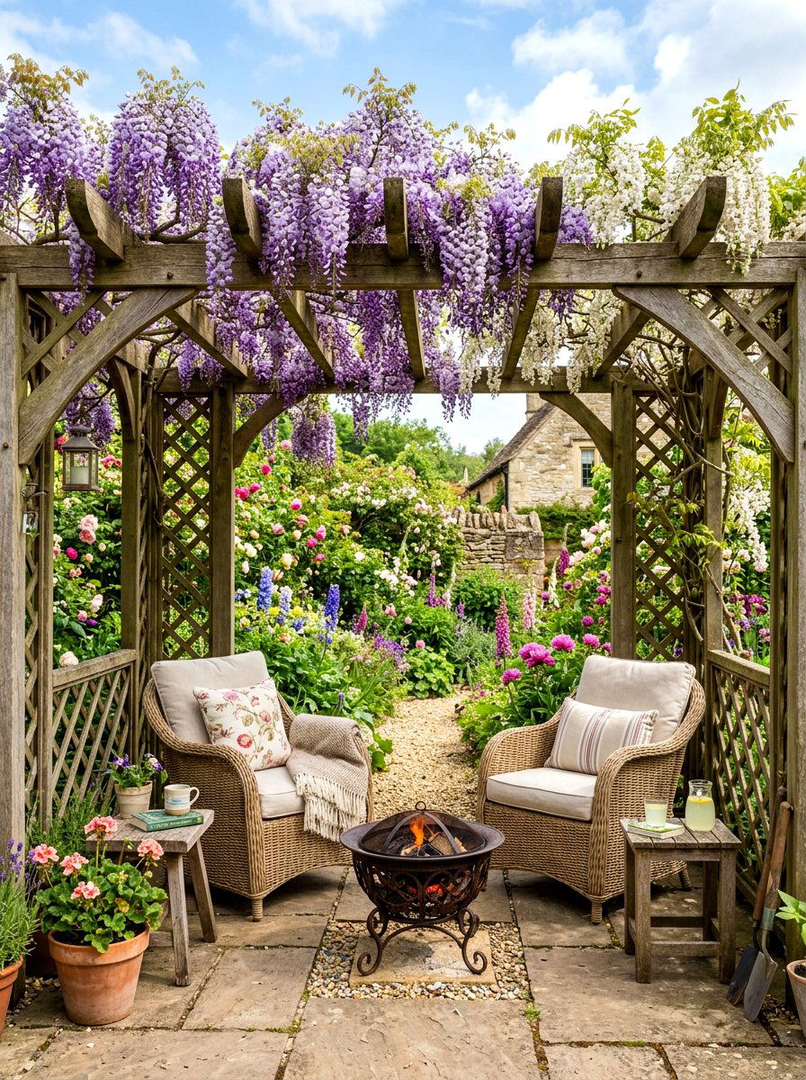 Garden Trellis Pergola - 30 fire pit pergola ideas