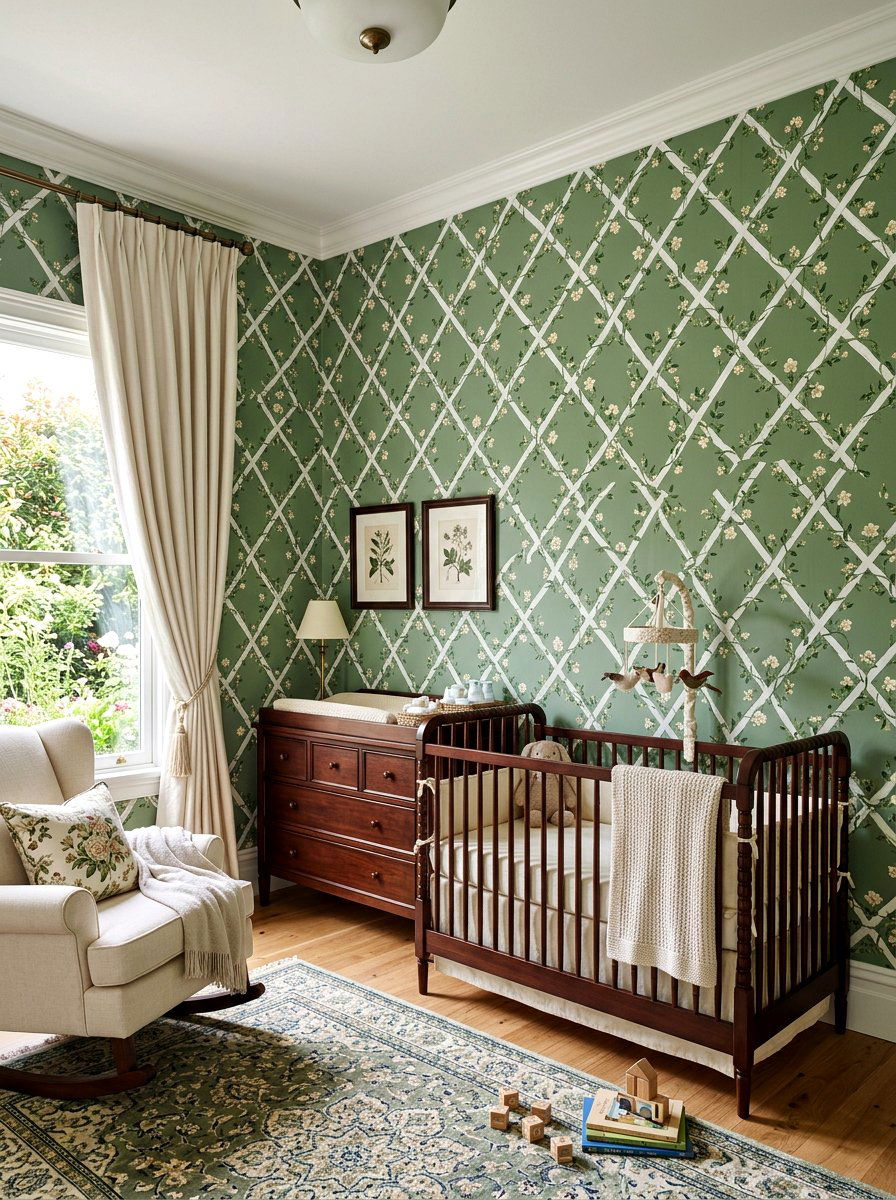 Garden Trellis Wallpaper - 30 floral nursery ideas