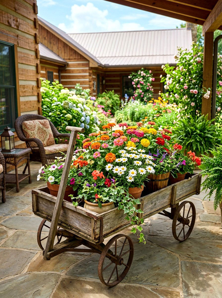 Garden Wagon Front Porch Flower Pots - 30 front porch flower pot ideas