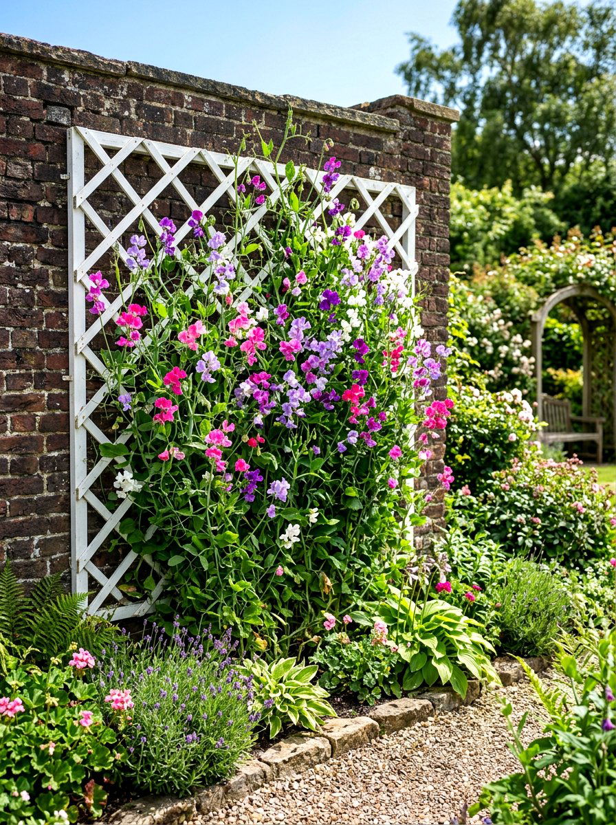 Garden Wall Lattice Trellis - 30 compact kitchen garden ideas