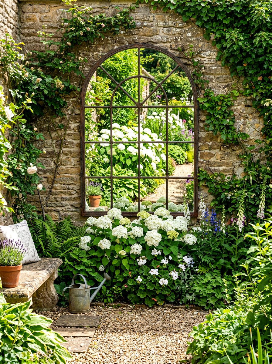 Garden Wall Mirror - 30 shady courtyard garden ideas