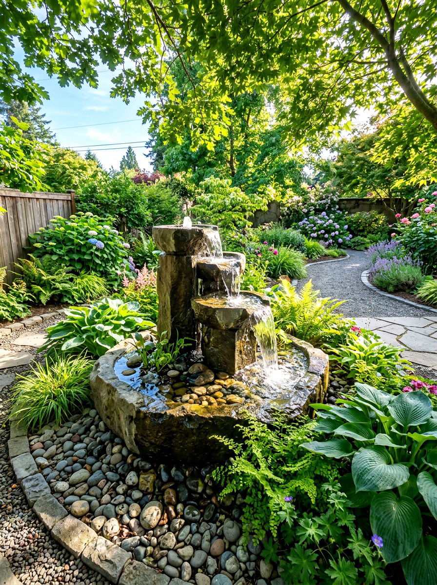 Garden Water Feature - 30 backyard retreat ideas