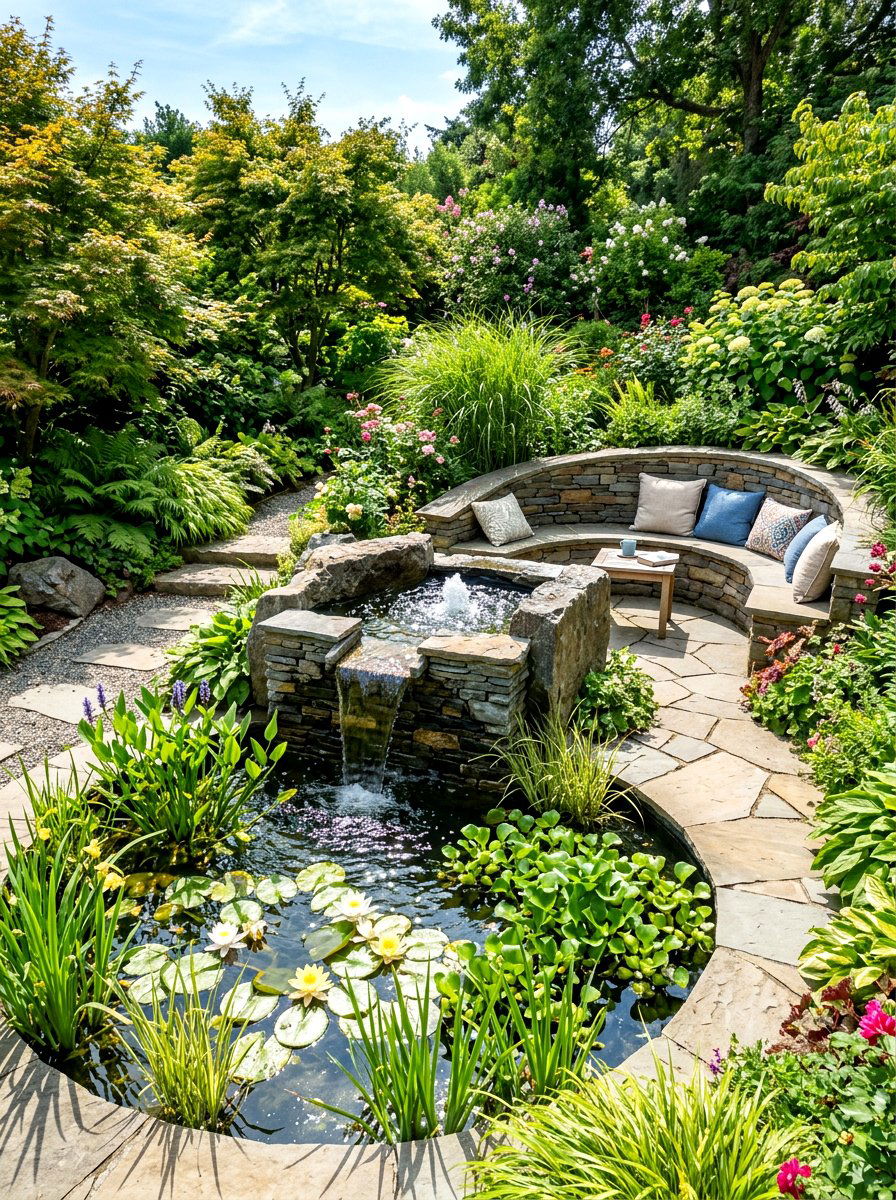Garden Water Feature - 30 garden decor ideas