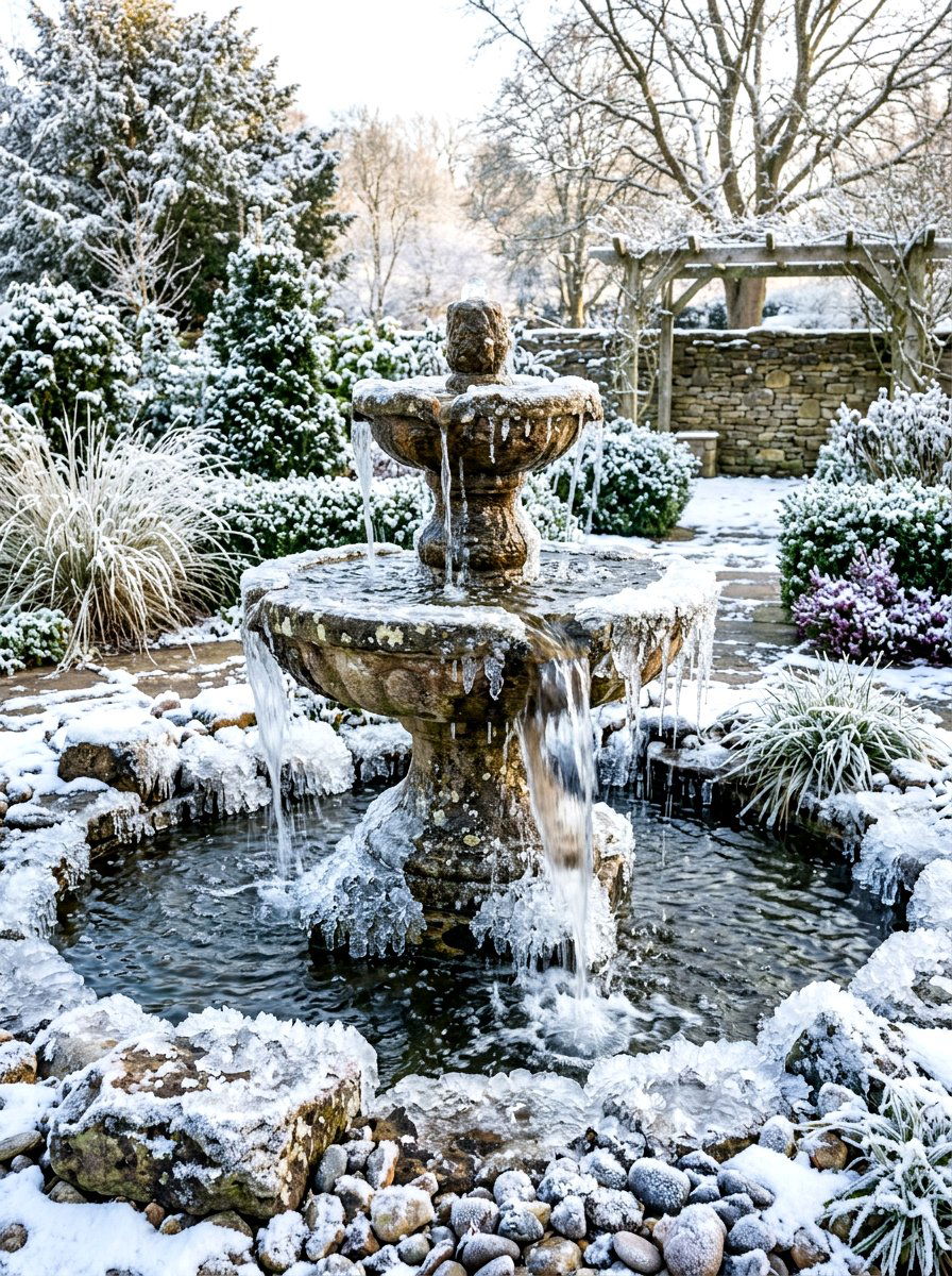 Garden Water Feature - 30 winter garden ideas