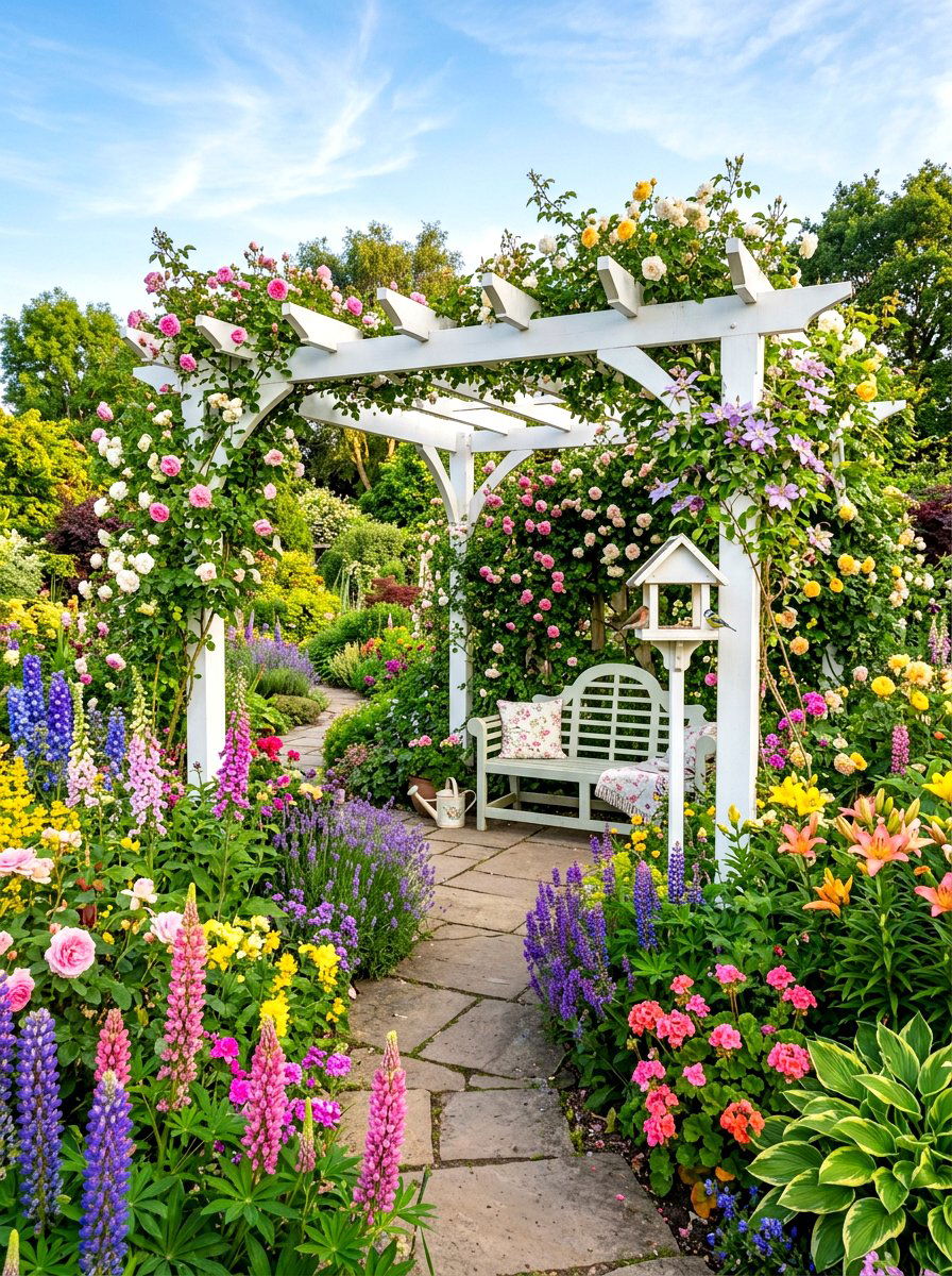 Garden White Pergola - 30 white pergola ideas