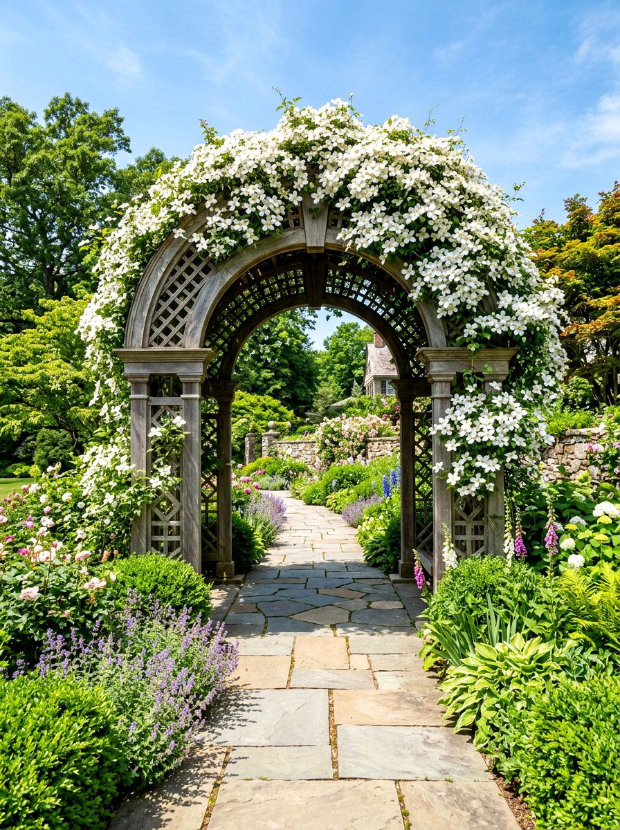 Garden arch arbor - 30 clematis trellis ideas