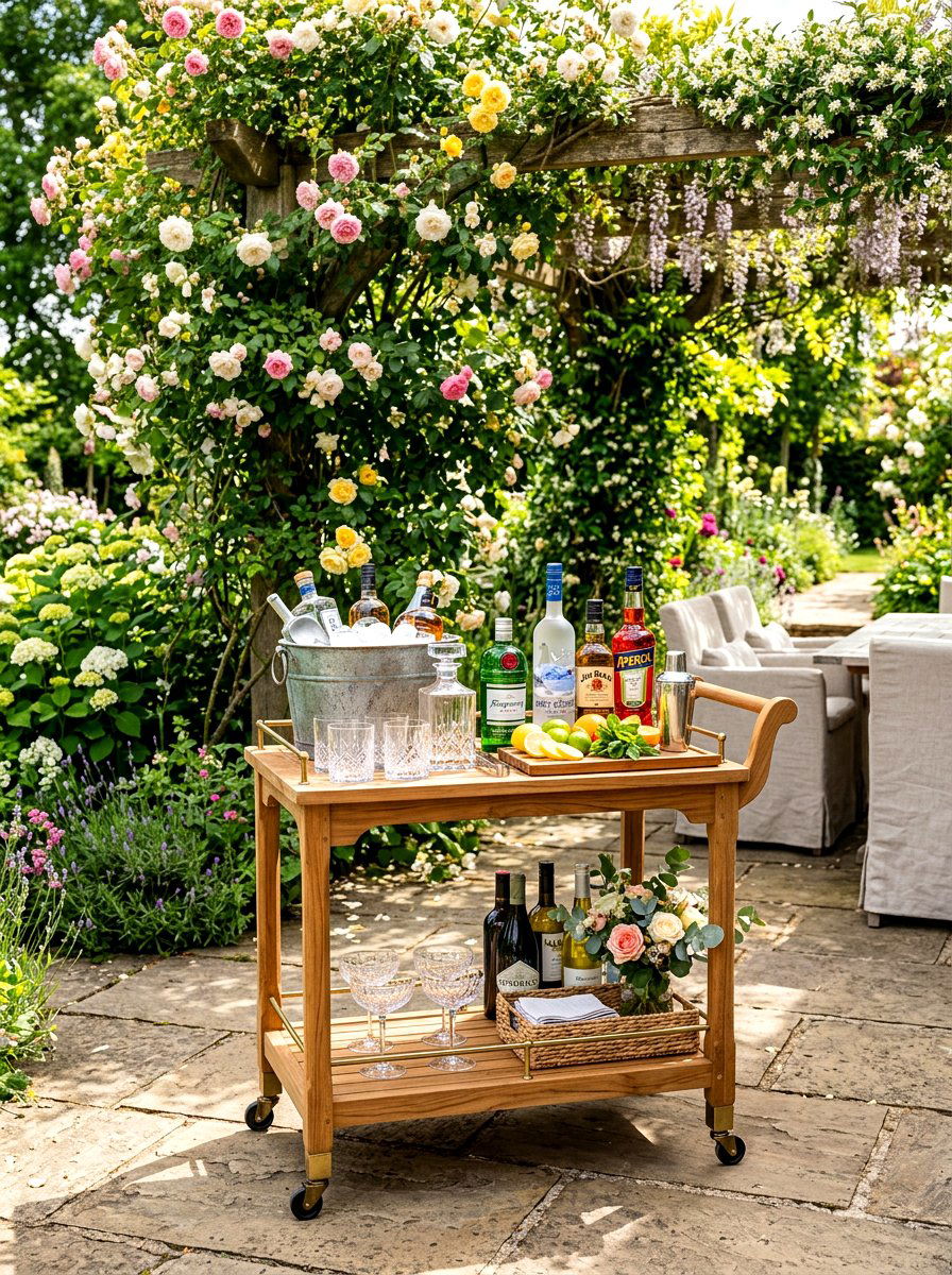 Garden bar cart - 30 backyard party ready ideas
