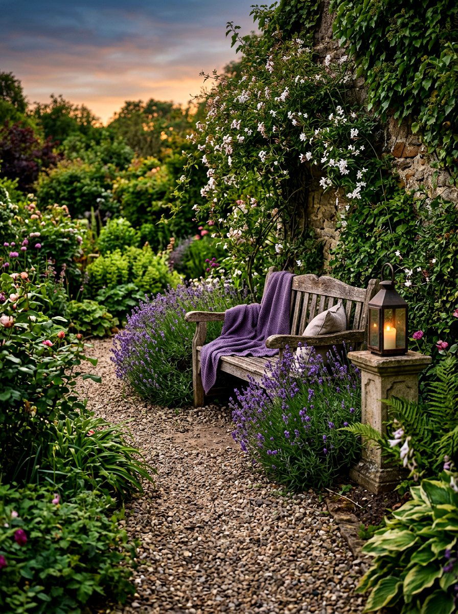 Garden bench patio - 30 twilight patio decor ideas