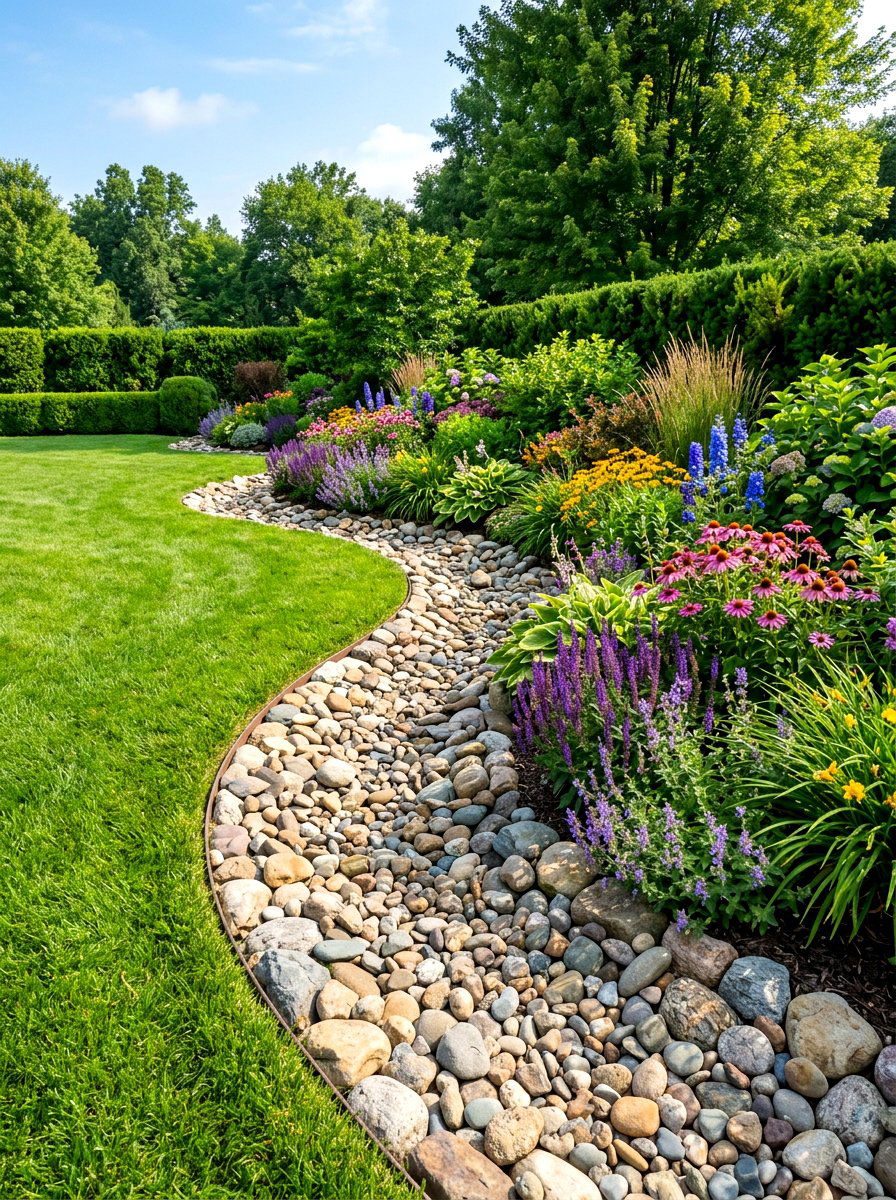 Garden border dry creek bed - 30 dry creek bed ideas