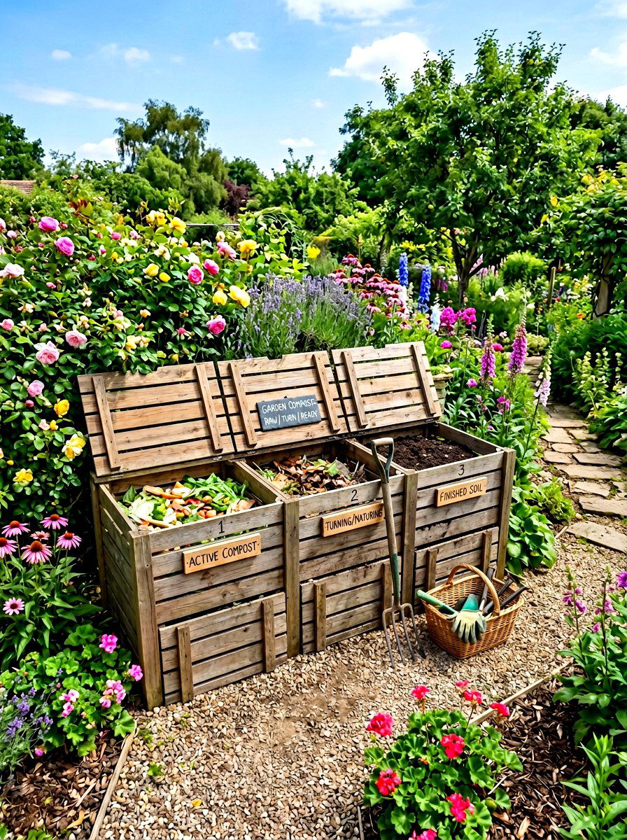 Garden compost area - 30 flower farm backyard ideas