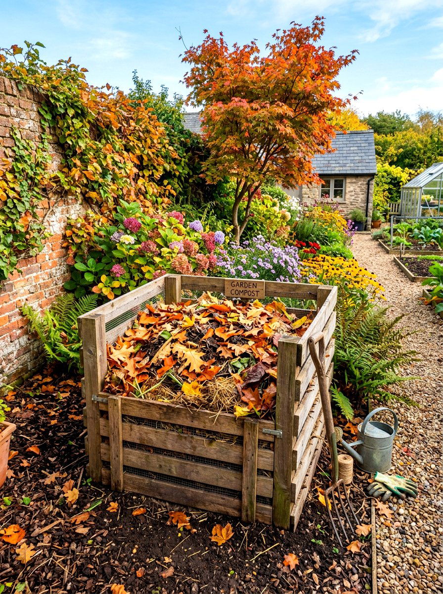 Garden composting bin - 30 fall garden ideas