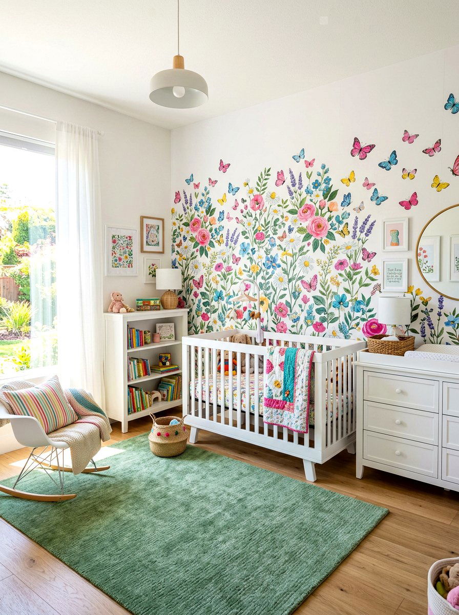 Garden floral nursery wallpaper - 30 floral nursery wallpaper ideas