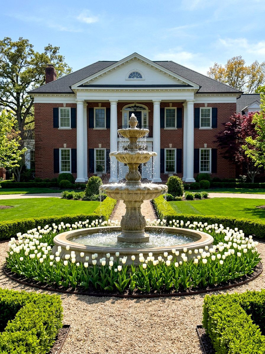 Garden fountain - 30 colonial front yard ideas