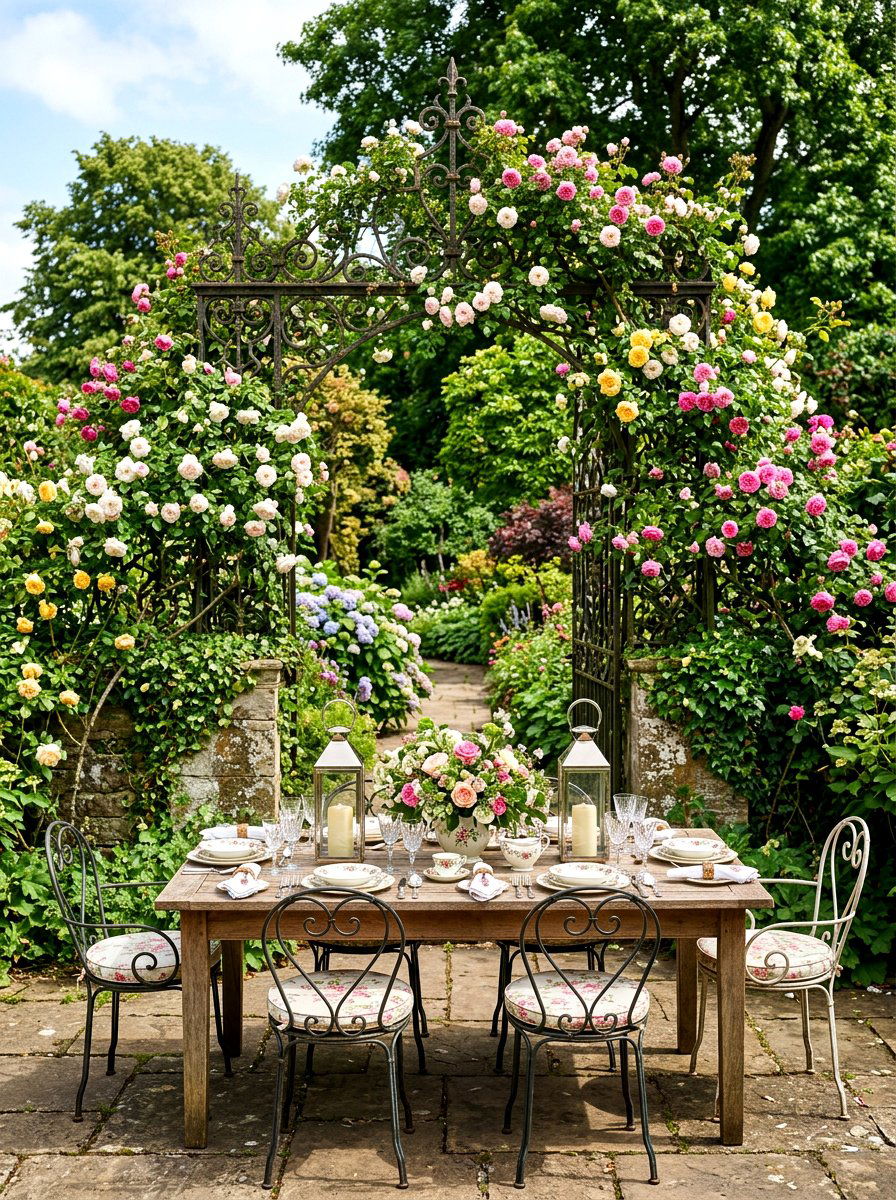 Garden gate backdrop - 30 garden inspired tablescape ideas
