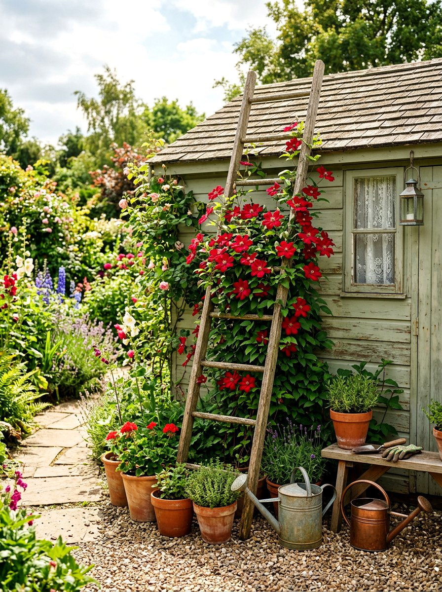 Garden ladder trellis - 30 clematis trellis ideas