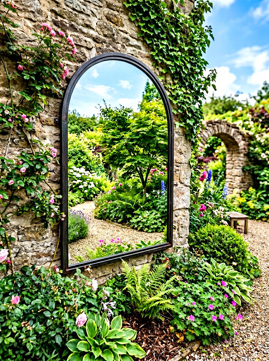 Garden mirror - 30 city backyard garden ideas