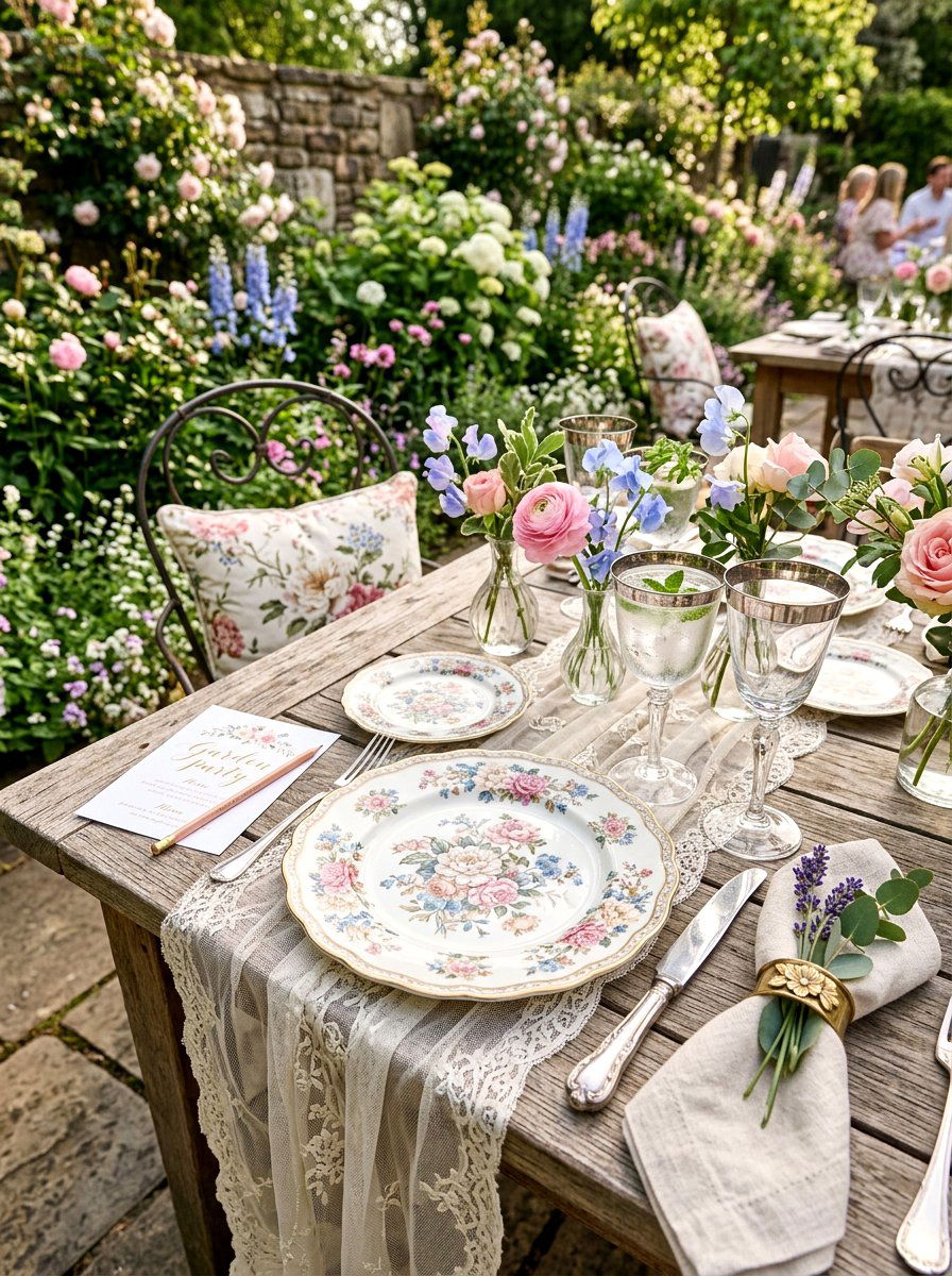 Garden party place setting - 30 place setting ideas