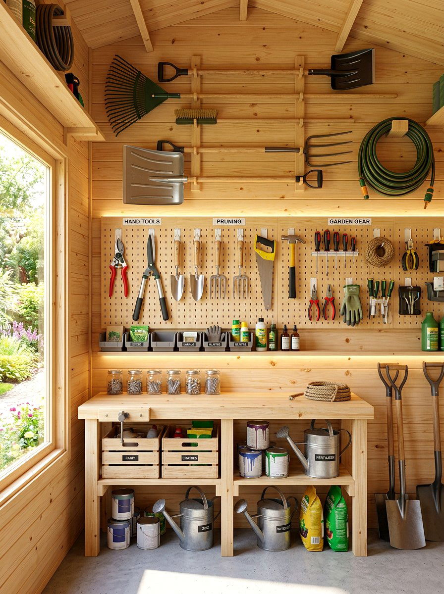 Garden shed interior wall - 30 garden tool wall ideas
