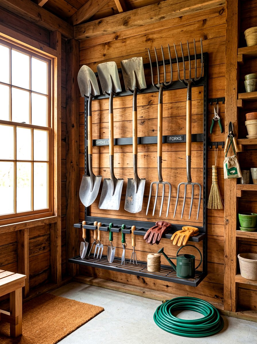 Garden tool rack - 30 potting shed storage ideas