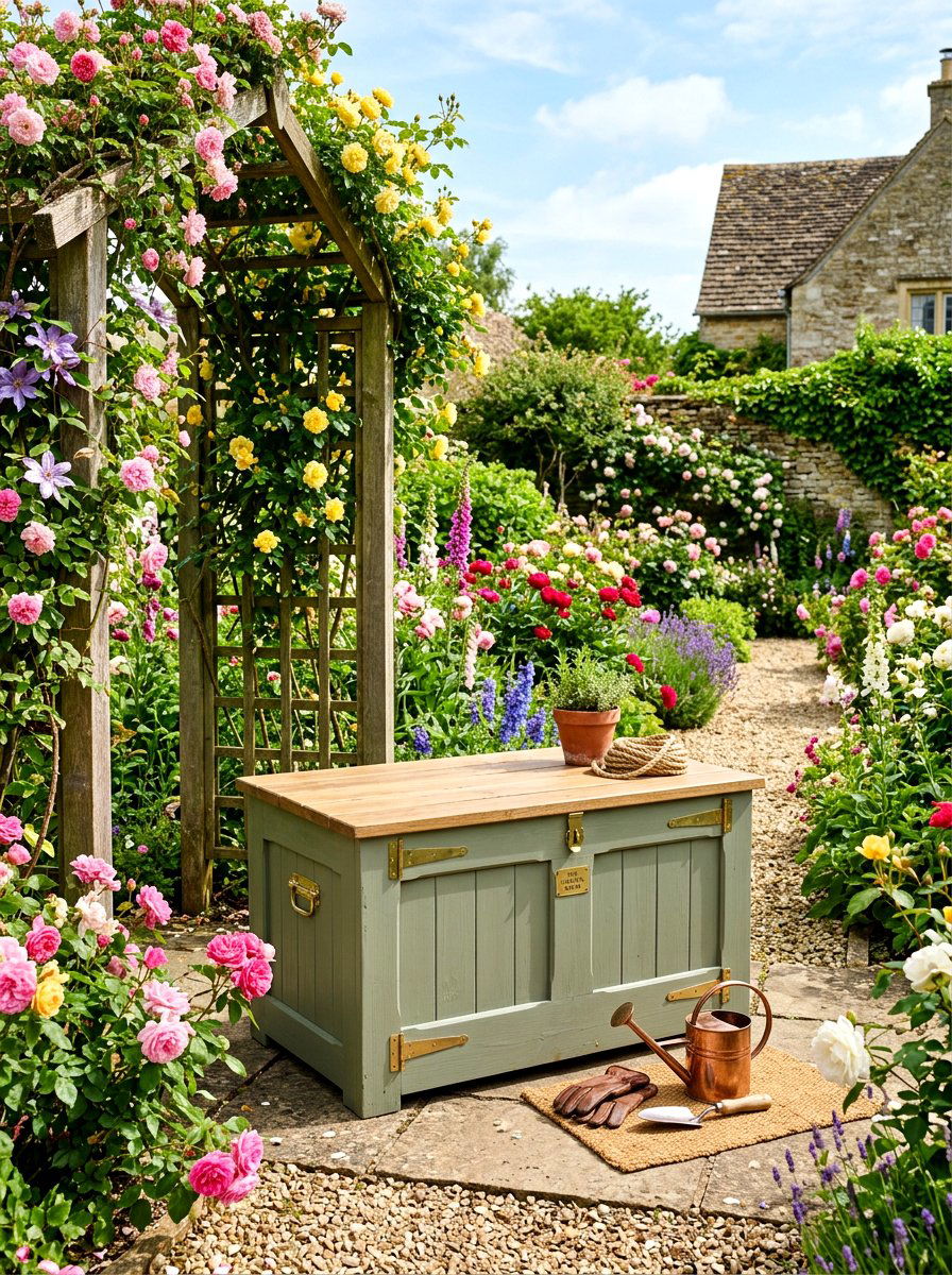 Garden tool storage box - 30 deck box ideas