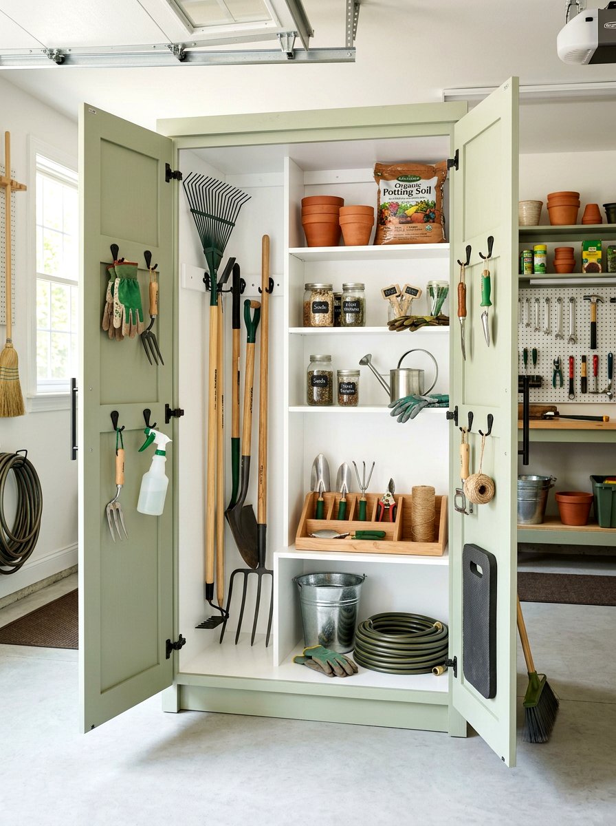 Garden tool wall cabinet - 30 garden tool wall ideas