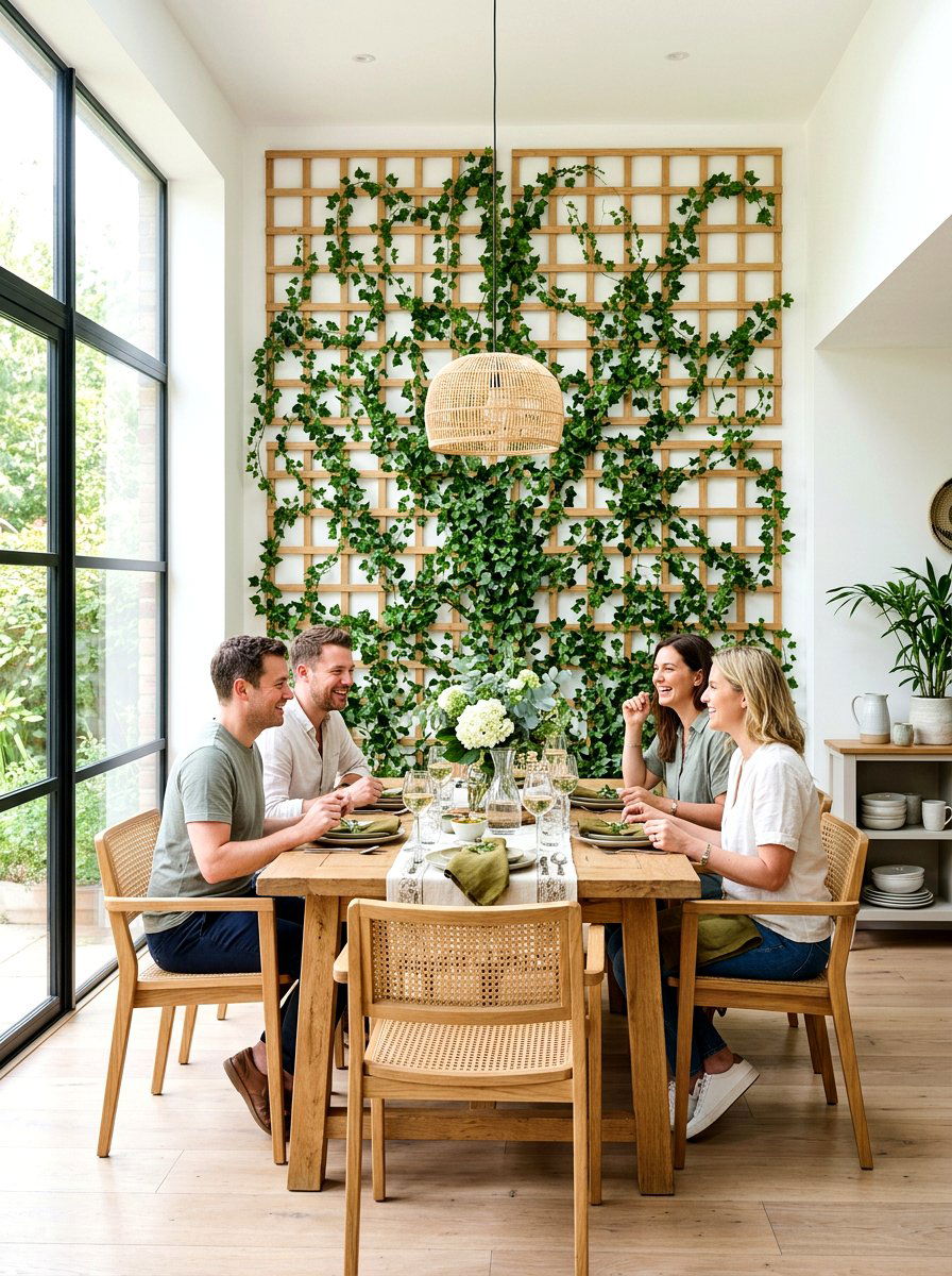 Garden trellis wall - 30 garden inspired spring decor ideas