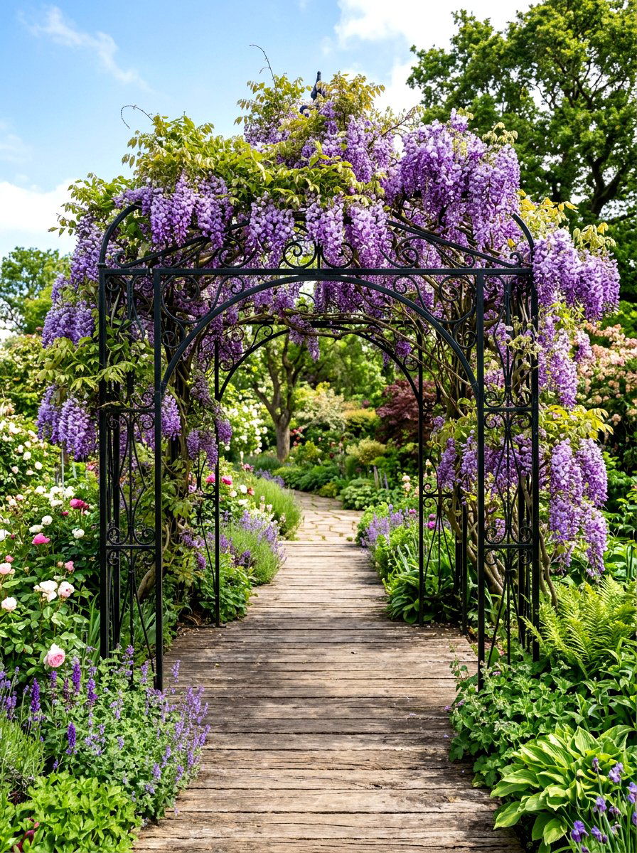 Garden trellis with vines - 30 outdoor shower privacy ideas
