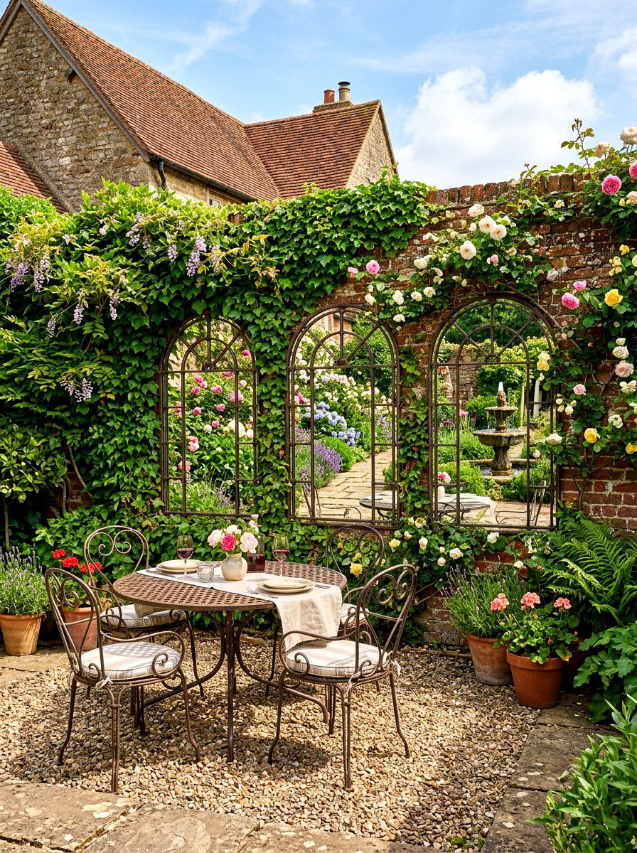 Garden wall mirrors - 30 outdoor wall art ideas