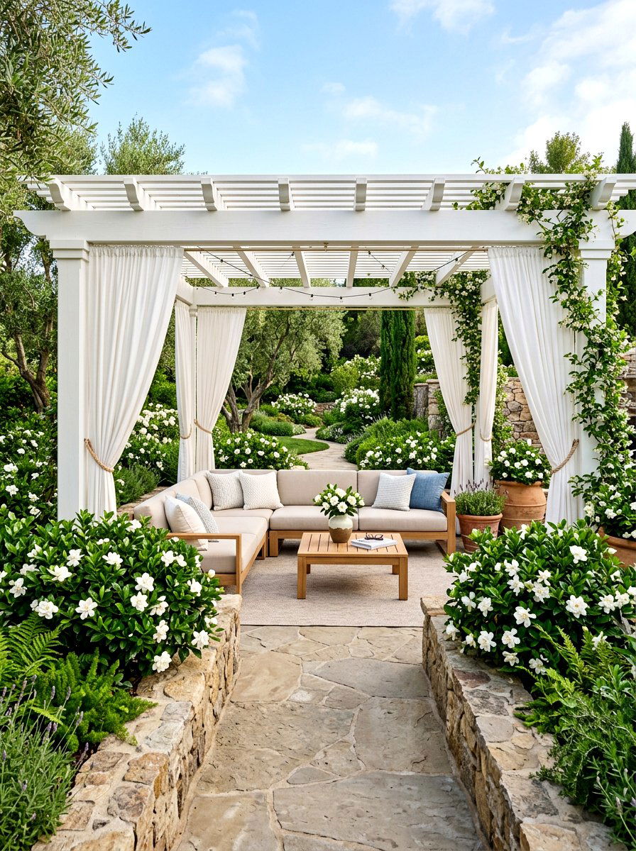 Gardenia Outdoor Living Area - 30 evening fragrance garden ideas
